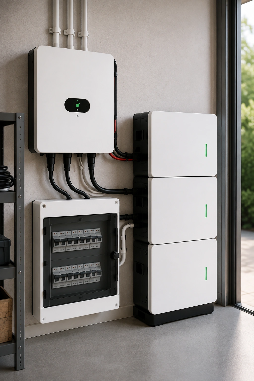 Moderne technische ruimte voor energieopslag in een woning